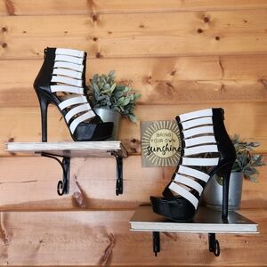 Shoe Republic La Gladiator Platform Pumps Stiletto Strappy Caged Heels Size 6.5